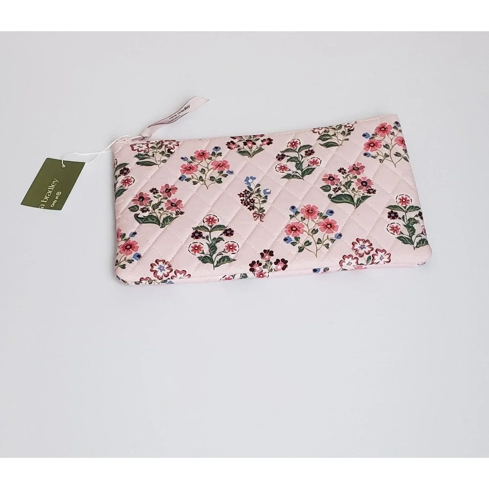 Vera Bradley Western Garden Quilted Medium Pouch Pink Floral Makeup Bag Travel